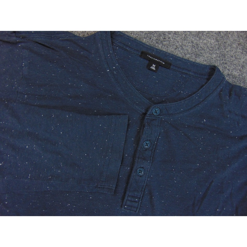 Travis Mathew Henley Shirt Mens Medium Blue Speckled Long Sleeve‎ Casual Golf